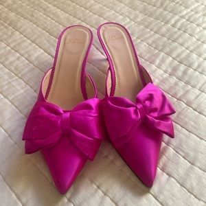 J.Crew silk fuchsia kitten heels with bow size 10 1/2